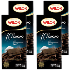 VALOR 70%海鹽黑巧克力片 地中海海鹽點綴 鹹甜交織, 100g, 4片