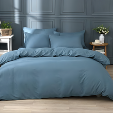 Ishur 伊舒爾 柔絲棉素色薄被套，親膚舒柔，活性染整技術，環保無毒, 丈青藍, 單人