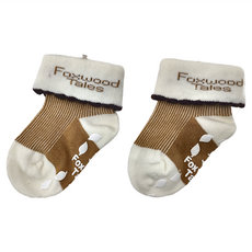 反折直紋抗菌襪 7-9cm 寶寶襪, 咖啡色