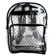 jiahon 無塵防靜電背包 透明PVC材質 時尚輕巧, 黑色菱形網格, 17吋, 1入