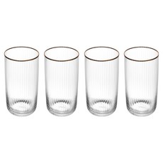 MIKASA Sorrento 水晶玻璃高球杯 金邊豎紋, 4個