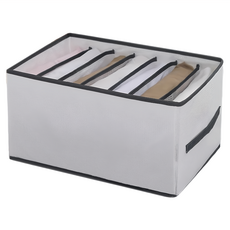 葉子小舖 櫃子衣褲收納盒 分隔立體7格款, 36 x 25 x 19cm, 灰色, 1個