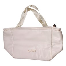 時尚馬卡龍色大容量PU防水保溫保冷便當袋 - 米白色, 1個