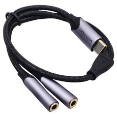 VEnTIOn 威迅 BGN系列 Type-C轉雙3.5mm音頻轉換線 深空灰, 30cm, 鋁合金款 深空灰, 1條