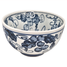 手繪甜菜丼碗 日本產陶瓷碗, 白色 + 藍色, 1個