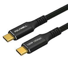 POLYWELL 寶利威爾 黑金剛 USB3.2 Gen2 10Gbps 100W Type-C 高速傳輸充電線, 2m, PW15-W45-M822, 1條