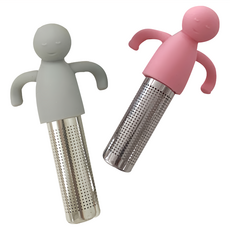 Cozytailer 矽膠人偶造型 泡茶棒/瀘茶棒 Set B56 粉色+灰色, 11*6*2cm, 2個