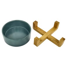 木架陶瓷碗 寵物碗 適用於貓咪、狗狗, 綠色, 1個