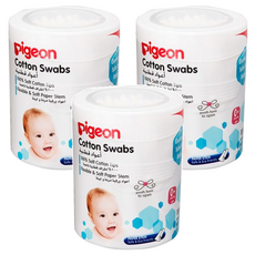 pigeon 貝親 粗軸棉棒, 100支, 3罐
