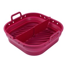 微波烤箱用矽膠烤盤 附隔板 方形 紅色, 1個