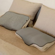 BAZAAR 3D記憶頸枕 彈性支撐設計 懸浮式枕頭設計 蝶型側面支撐 象牙白 灰色, 枕頭 + 枕套 49 x 30 x 10cm 象牙白，枕墊 49 x 30cm 灰色, 1組, 枕頭+枕套49*30*10cm+枕墊49*30cm