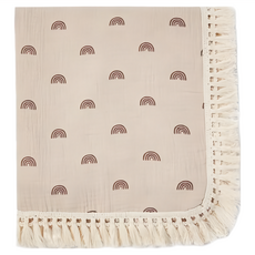 印花流蘇嬰兒萬用純棉紗布包巾, 彩虹