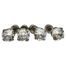 耀眼美人 50分閃耀雙鋯石鑽長杆醫療鋼不銹鋼耳環