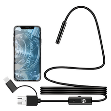 AHOYE IP67 防水高畫質 3合1內視鏡 Type-C/蘋果接口/Micro頭 可調燈光 防水鏡頭 含配件及轉接頭x6, 1組, 黑色