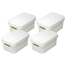 Sense2030 附蓋收納籃 S, 象牙白色, 4個