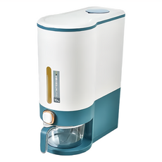 自動按壓儲米桶 防水防潮 35.5x19x43 CM 10KG, 湖水藍, 34 x 15 x 41.5cm, 1台