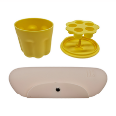 化妝刷清洗杯晾曬架 附矽膠收納美妝包, 清洗杯(黃色) + 美妝包(米黃色), 1個
