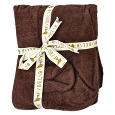 Fabelab 連帽浴巾 73x120公分 70%植物纖維（竹纖維）/30%棉（有機棉）, 巧克力熊, 1件