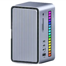 HAGiBiS 桌面式Type-C多功能節奏燈擴充器18合1 U100Ultra Type-C接口 PD充電 鋁合金外殼, 單色, 1個