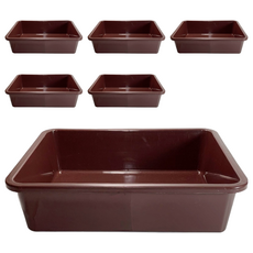 600密盆 塑膠萬用籃 塑膠籃/塑膠盆 萬用盆 收納籃 2組, 52.8 x 42.8 x 13cm, 咖啡色, 6個