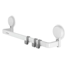 SHCJ 生活采家 浴室強力無痕貼單桿短毛巾架, 48.3 x 9 x 11.5cm, 灰白, 1個
