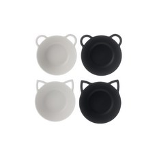 Nineware 動物造型餐碗組 4個, PP塑膠材質, 象牙白小貓款 + 灰色小貓款 + 象牙白小熊款 + 灰色小熊款, 1組