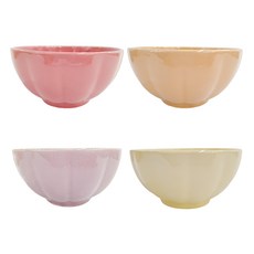 JUST HOME 馬卡龍陶瓷4.7吋飯碗4件組, 混合顏色, 飯碗12 x 12 x 6cm x 4個, 1組