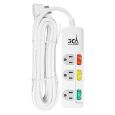 3CA 三開三插斜角延長線 1.8m 白色 獨立開關 過載保護 台灣製, 1條