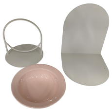 沐慕家居 磁吸寵物碗 碗架 + 碗 Set, 陶瓷磁鐵材質, 碗高度5-18.5cm自由調整, 粉色, 1組