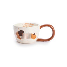 小狗馬克杯(線條衣狗)340ml 可愛陶瓷咖啡杯 創意水杯 附精美包裝, 白色, 1入