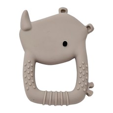 Loulou Lollipop 動物造型矽膠固齒器 - 犀牛造型 100%食用級矽膠, 8.9 x 6.3 x 1.1cm 4個月以上, 害羞犀牛, 1個