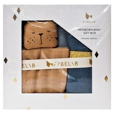 FABELAB 紗布巾禮盒組, 紗布巾(60 x 60cm/120 x 120cm), 熊熊藍