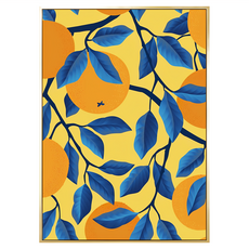 大吉大利 橘子與藍葉裝飾畫, 59.4 x 42cm, 金色