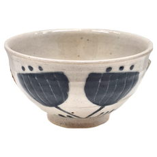 武志野 鬱金飯碗 陶瓷碗 適用溫度：-30°C~100°C 日本製造, 白色 + 藍色, 1個