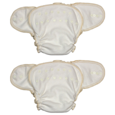 Babee Greens Fitted夜用布尿褲, 有機棉款, 新生兒 (3kg-6kg), 原色, 2件