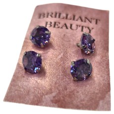 Brilliant Beauty 耀眼美人 八十分閃耀貴氣紫雙鋯石鑽鈦閃耀不銹鋼耳環