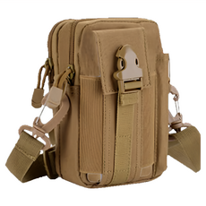 樂威客 戰術腰包, 城市戶外休閒, 高強度防水尼龍, 卡其色, 1個, 12 x 17.5 x 7cm