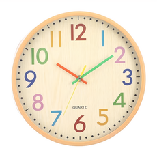 璞澤家居 彩色電波時鐘, 簡約輕奢設計, 美觀耐用, 立體刻度, 1個