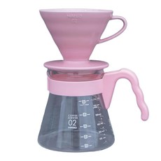 HARIO 好璃奧 V60濾杯咖啡壺組 XVDD-02-CHB-EX 粉桃色, 700ml, 1組, 濾杯 + 下壺 + 濾紙 20張