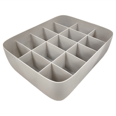 Life 多功能可堆疊分隔衣物收納盒 15格, 29 x 23 x 8cm, 灰色, 1個