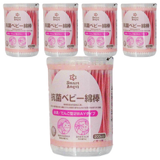 西松屋 Smart Angel 超細紙軸嬰兒棉棒 抗菌, 200支, 5盒