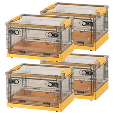 Mega 莫蘭迪雙開式可折疊滑輪收納箱 中號40L, 茶黃色, 47 x 35 x 24cm, 4個