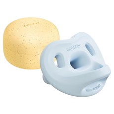 MOYUUM 韓國 全矽膠微笑奶嘴收納盒組, 1~3個月, 棉花糖藍, 1組