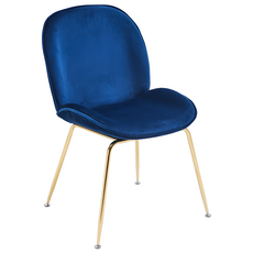 E-home Shell貝殼絨布鍍金腳餐椅 LKC016A-nvy 藍色 餐廳/客廳適用, 1個