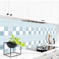 費歐家 彼岸蔚藍 300 x 60cm 廚房防油污壁貼 防水耐高溫易清潔, 1張