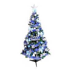 耶誕幸福一般型裝飾綠色聖誕樹 藍銀色系配件 不含燈, 藍銀色系