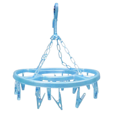 圓型曬衣架曬襪架 16夾, 藍色, 1組