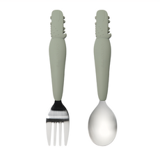 Loulou Lollipop 動物造型兒童304不鏽鋼叉匙組 - 微笑鱷魚, 兒童湯匙 + 叉子, 1組