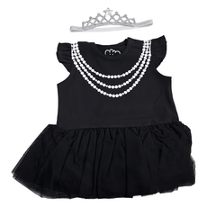 La Chamade 日安朵朵 女嬰雪紡蓬蓬裙連身衣 MIT台灣製奧黛莉赫本 短袖 黑色, 3~6個月