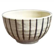 十草4井-日本製陶瓷碗 - 12.5cm寬 7.5cm高 480mL容量, 白茶繪, 1個